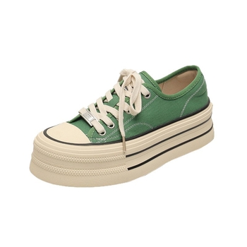 Női vászoncipő injekciós formájú műanyag talppal és elől kötős zárással