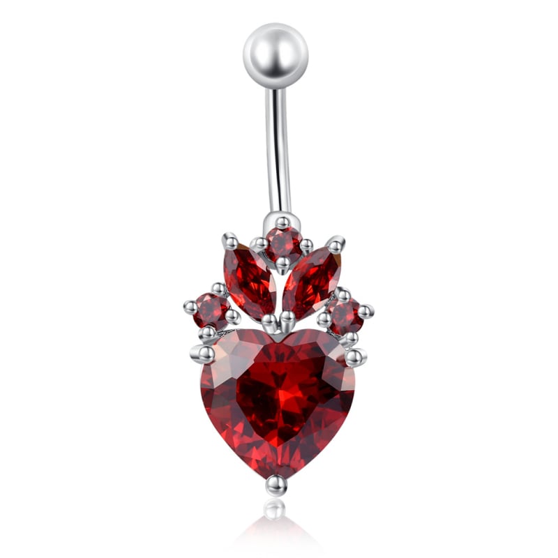 Pupni prsten srcolikog oblika, cirkonima, nehrđajući čelik — Cool girl