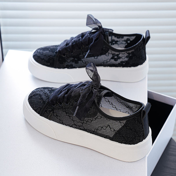 Moterys tinkliniai sportbačiai su nėrinių viršumi, įpurškto formos plastikinė padas, kvėpuojantys, žemas viršus, raišteliai