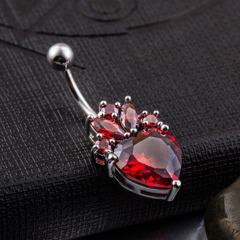 Pupok prsteň so srdcovým tvarom, zirkón vsadený, nerezová oceľ, dámsky štýl
