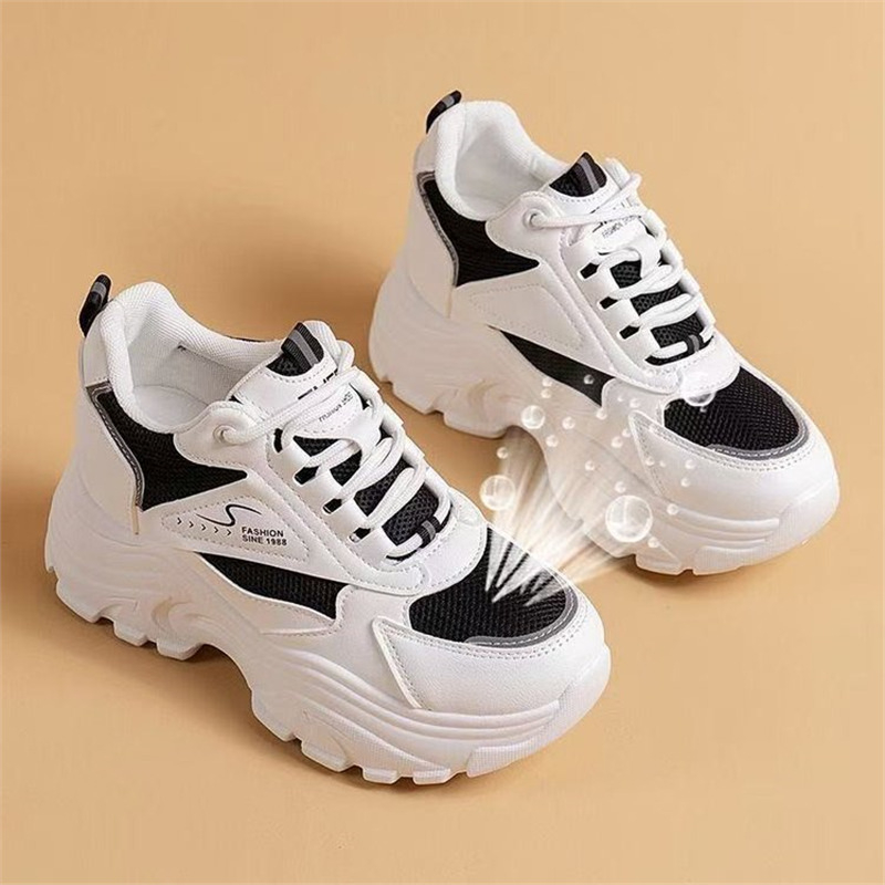 Ženske tenisice dad shoes, prozračni mrežasti gornji dio, okrugli vrh prsta, srednja visina peta 3-5 cm, ulošak od mikrovlaknaste kože, vezanje šnirkama