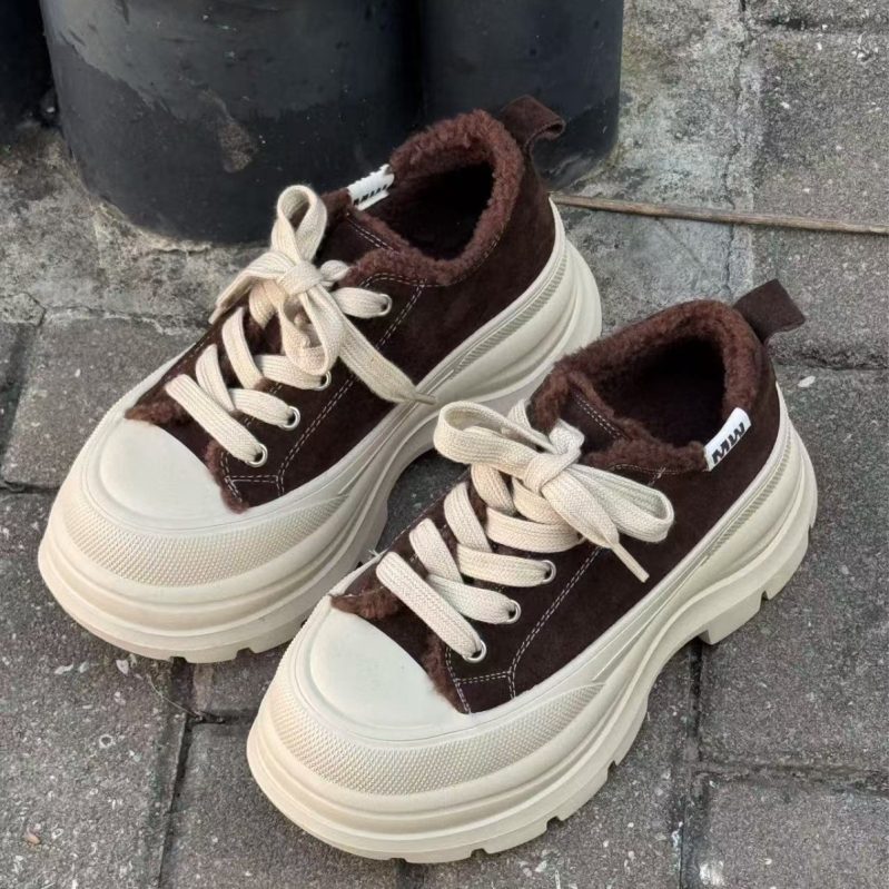 Casual tenisice s platformom, okrugli nos, gornji dio od kože goveda, 6–8 cm visok pet, EVA đon