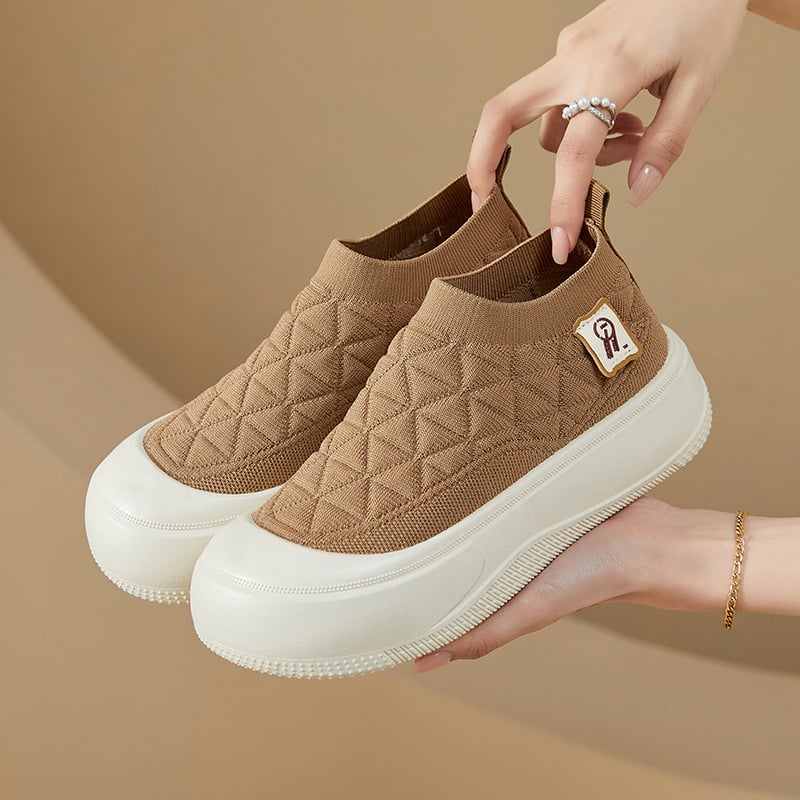 Ženske Slip-On tenisice s pletenim gornjim dijelom, prozračne, protuklizna debela potplat, okrugli vrh prsta, za svakodnevnu uporabu
