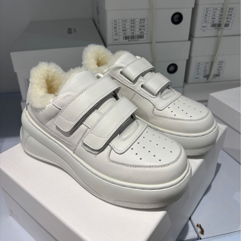 Ženske casual tenisice s Velcro kopčom, dizajn povećanja visine 6–8 cm, gornji dio od kože prvog sloja, podstava od ovčje kože, đon EVA