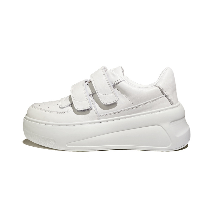 Ženske casual tenisice s Velcro kopčom, dizajn povećanja visine 6–8 cm, gornji dio od kože prvog sloja, podstava od ovčje kože, đon EVA