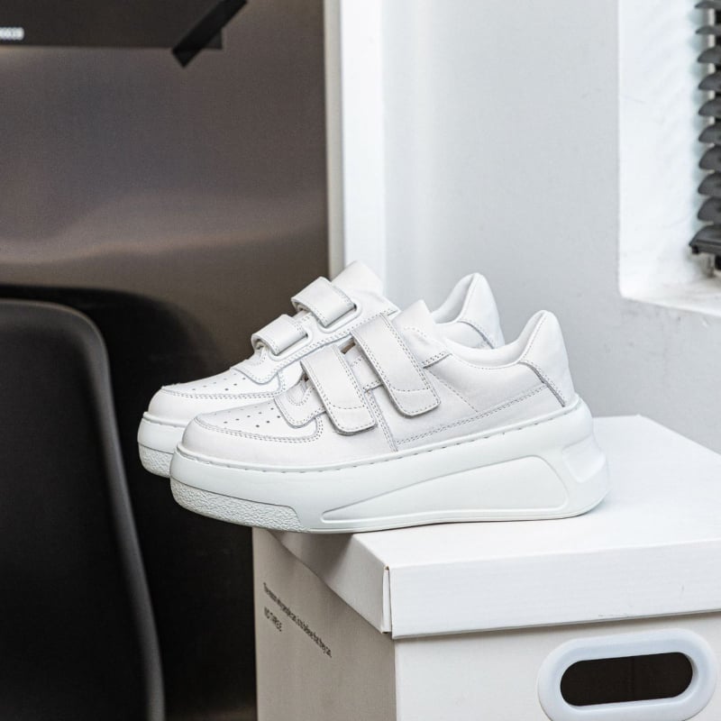 Ženske casual tenisice s Velcro kopčom, dizajn povećanja visine 6–8 cm, gornji dio od kože prvog sloja, podstava od ovčje kože, đon EVA