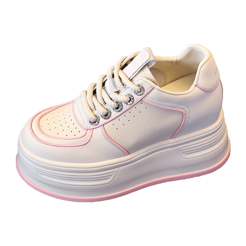 SJN717-6 Ženske tenisice s povećanjem visine — casual stil, okrugli vrh, gornji dio od mikrovlakana, visina pete 6–8 cm, ulošak od dvostruke svinjske kože