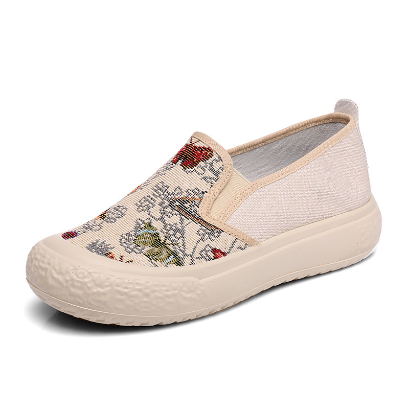 Casual Slip-On tenisice, prozračni poliester gornji dio, PU đon, okrugli vrh, niski gornji dio, 1–3 cm peta