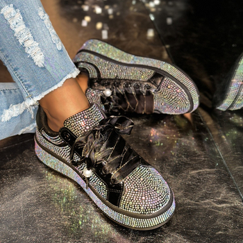 Női sportcipő fűzős, koreai stílus, PU felsőrész, kerek orr, 3–5 cm sarokmagasság