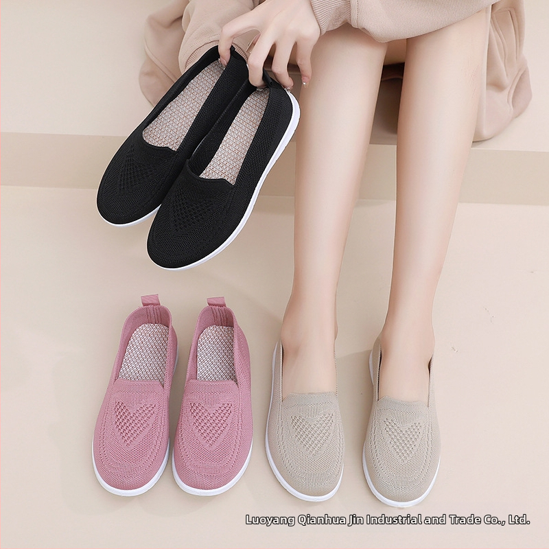 Naiste hingavad võrgust jalatsid slip-on, kerged igapäevaseks kandmiseks, ümmargune varvas, lame kanna, plastikust tald