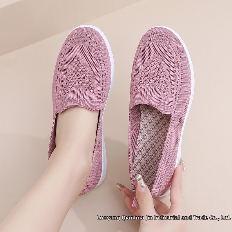 Naiste hingavad võrgust jalatsid slip-on, kerged igapäevaseks kandmiseks, ümmargune varvas, lame kanna, plastikust tald