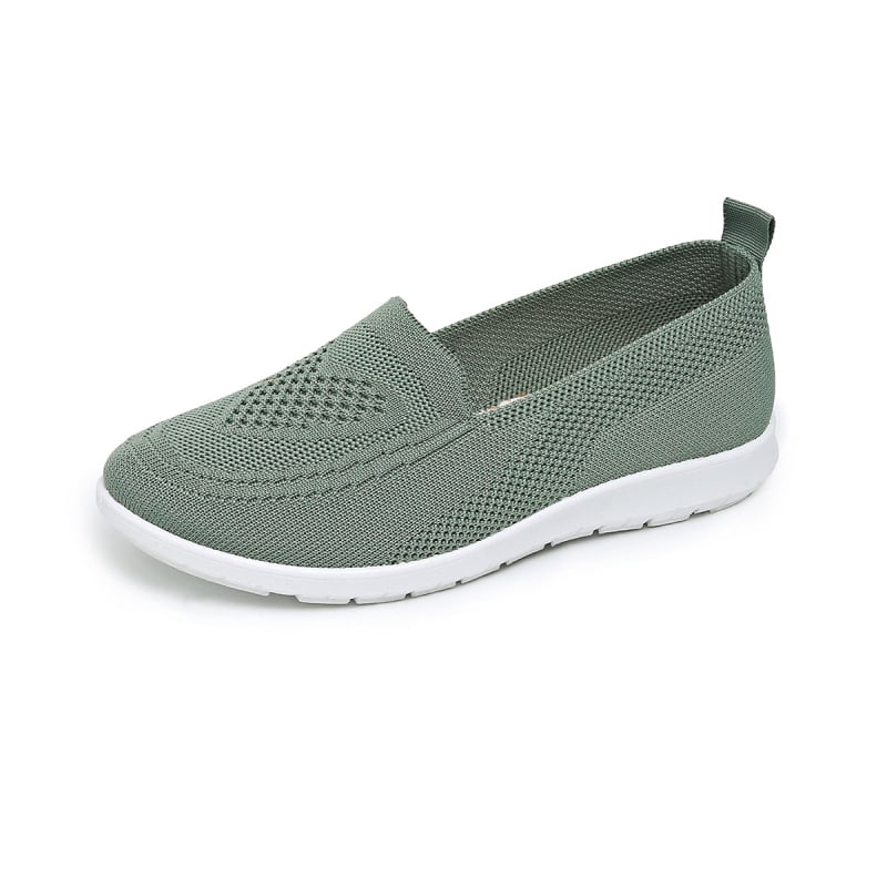 Moteriški kvėpuojantys tinkliniai bateliai slip-on, lengvi kasdieniam naudojimui, apvali nosis, plokščias kulnas, plastikinė padas