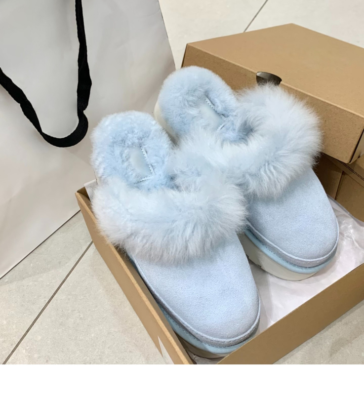 Ženske čizme od ovčje kože s dugom vunom, visoki gornji dio, okrugli vrh, debela gumena potplata, plišasta podstava, umjetna vunena uložak, zima 2025