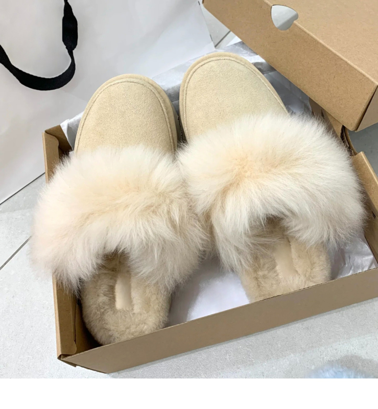 Ženske čizme od ovčje kože s dugom vunom, visoki gornji dio, okrugli vrh, debela gumena potplata, plišasta podstava, umjetna vunena uložak, zima 2025