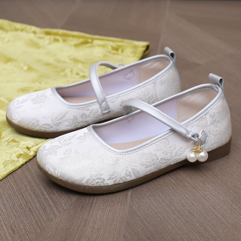 Sieviešu satīna Mary Jane kurpes ar mīkstu zoli, zemais papēdis 1–3 cm, elastīgā aizdares atvērums, apaļa purngala, seklā atvere, retro Hanfu stils, pavasaris–vasara–rudens