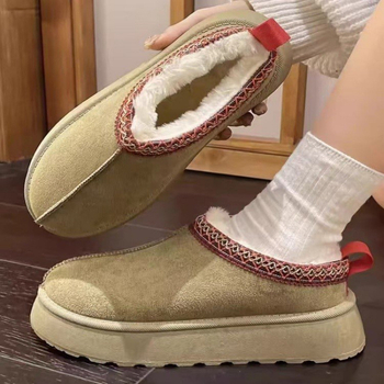 Ženske zimske čizme za snijeg, slip-on, gornji dio od velura, unutarnja podstava od flisa, PU uložak, gumeni potplat, srednja visina čizme