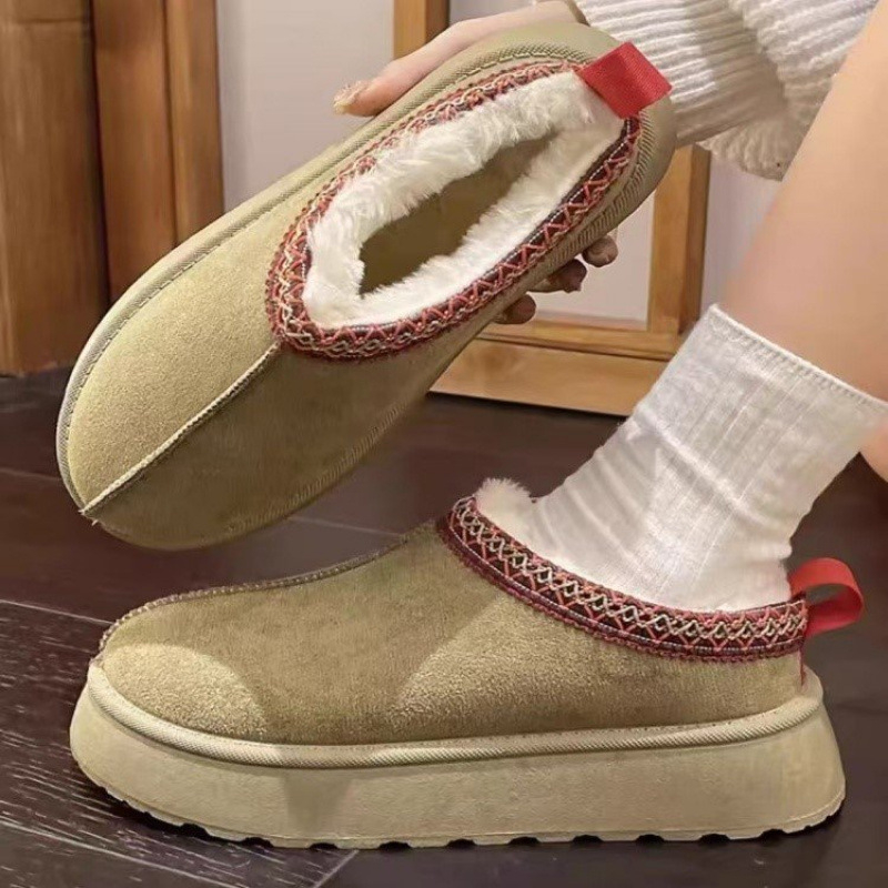 Ženske zimske čizme za snijeg, slip-on, gornji dio od velura, unutarnja podstava od flisa, PU uložak, gumeni potplat, srednja visina čizme