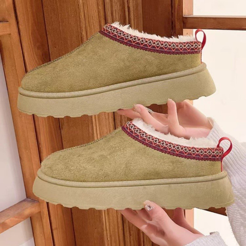 Ženske zimske čizme za snijeg, slip-on, gornji dio od velura, unutarnja podstava od flisa, PU uložak, gumeni potplat, srednja visina čizme
