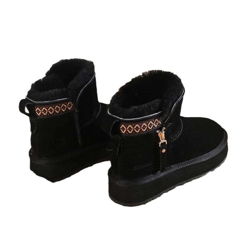 Sieviešu ziemas zābaki ar sānu rāvējslēdzēju, vidēja augstuma augšdaļa, PU augšdaļa, bieza gumijas zole, silta fleece iekšējā odere