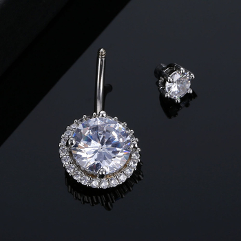 Köldök ékszer — réz, uniszex, virágos dizájn, cirkón kő