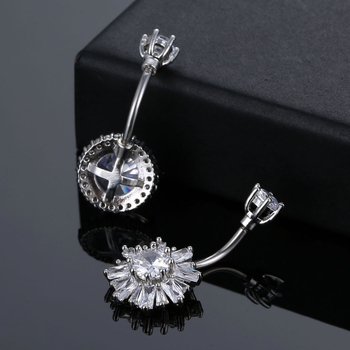 Köldök ékszer — réz, uniszex, virágos dizájn, cirkón kő