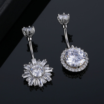 Köldök ékszer — réz, uniszex, virágos dizájn, cirkón kő