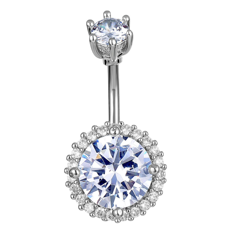 Köldök ékszer — réz, uniszex, virágos dizájn, cirkón kő