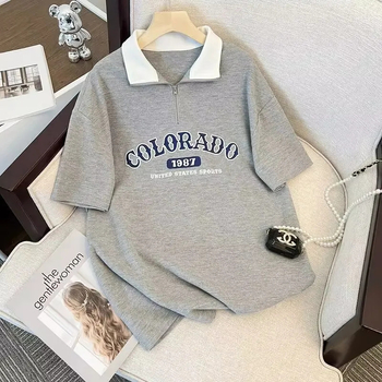 Korejski stil casual sportski dvodijelni set za djevojčice — Ljeto 2024, otisak slova/brojeva/teksta, poliester ≥95%, top i šorc, normalni rukavi, duljina rukava 3/4, Leisure stil