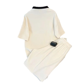 Korejski stil casual sportski dvodijelni set za djevojčice — Ljeto 2024, otisak slova/brojeva/teksta, poliester ≥95%, top i šorc, normalni rukavi, duljina rukava 3/4, Leisure stil