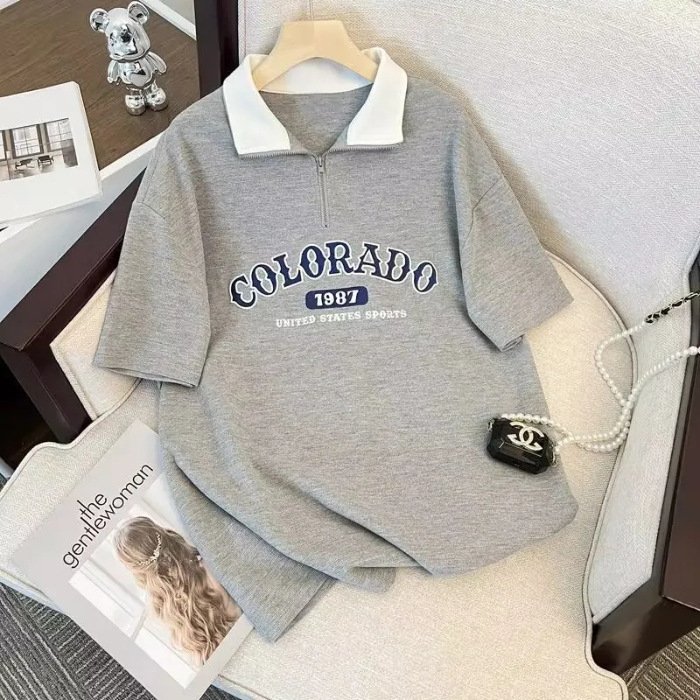 Korejski stil casual sportski dvodijelni set za djevojčice — Ljeto 2024, otisak slova/brojeva/teksta, poliester ≥95%, top i šorc, normalni rukavi, duljina rukava 3/4, Leisure stil