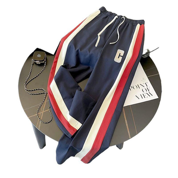 Divdaļīgs kokvilnas un poliestera sporta komplekts ar 3/4 garuma piedurknēm un platām biksēm, vasara 2024