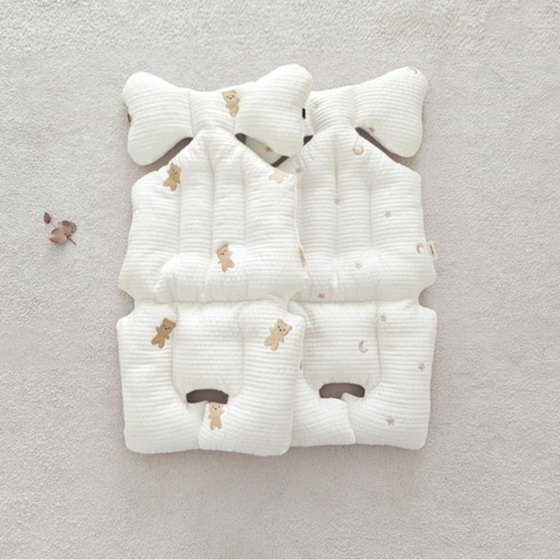 Детска седалкова подложка за количка, бродерия, памук, за деца 2–3 години, персонализируема