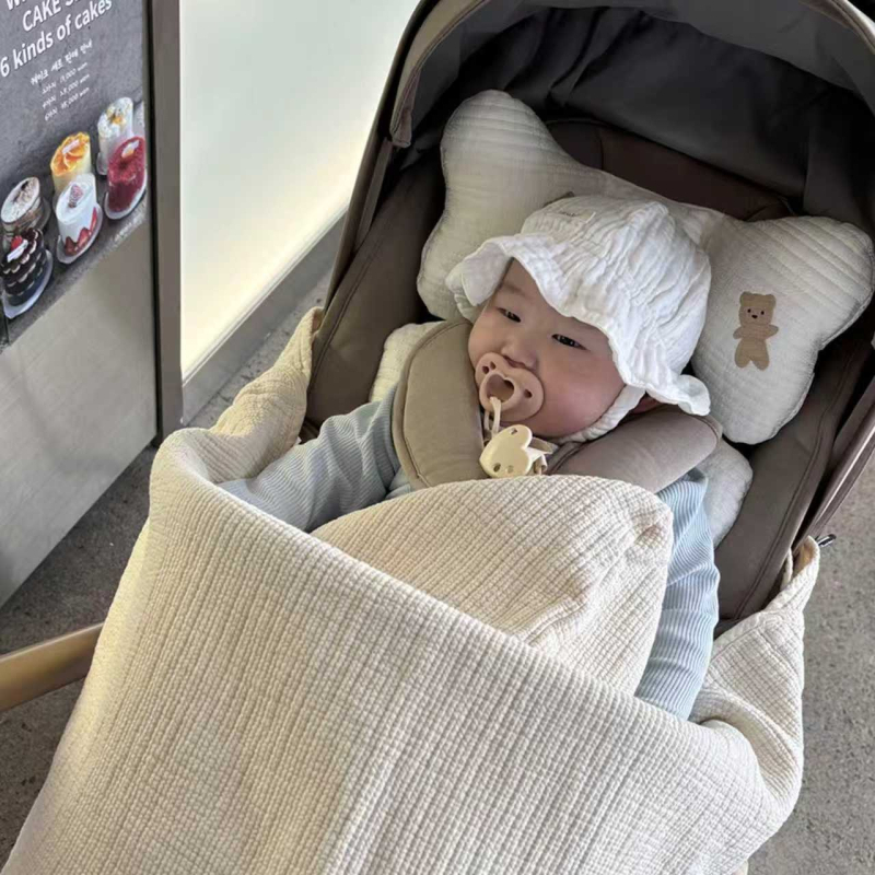 Детска седалкова подложка за количка, бродерия, памук, за деца 2–3 години, персонализируема