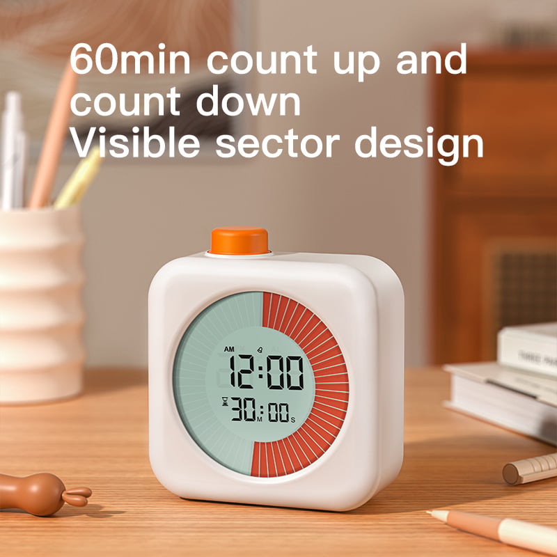 Cronometru vizual digital – numărătoare inversă de 60 de minute, afișaj LCD numeric, alimentare cu baterie, carcasă din plastic, design modern minimalist