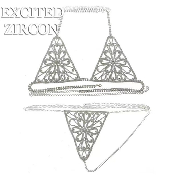 Σετ αλυσίδας σώματος — στρας, ηλεκτροπλατινωμένο μεταλλικό φινίρισμα, γυναικείο στυλ