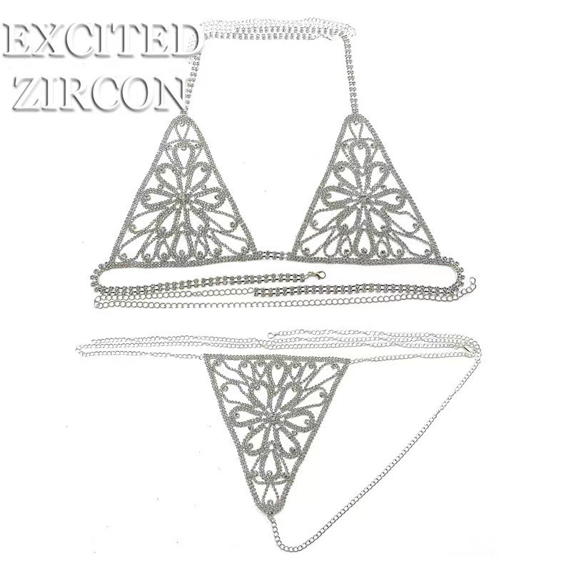 Σετ αλυσίδας σώματος — στρας, ηλεκτροπλατινωμένο μεταλλικό φινίρισμα, γυναικείο στυλ