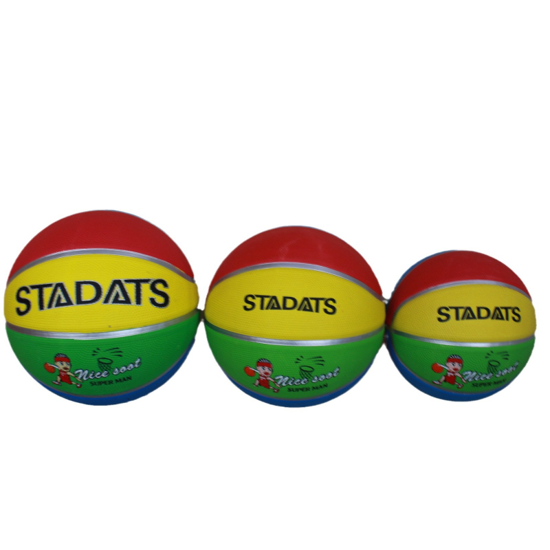 STADATS Košarkaška lopta za djecu Nr.5/Nr.4/Nr.3, gumena, 4 boje (crvena, žuta, plava, zelena), s otisnutim logotipom, za vježbe u vrtiću