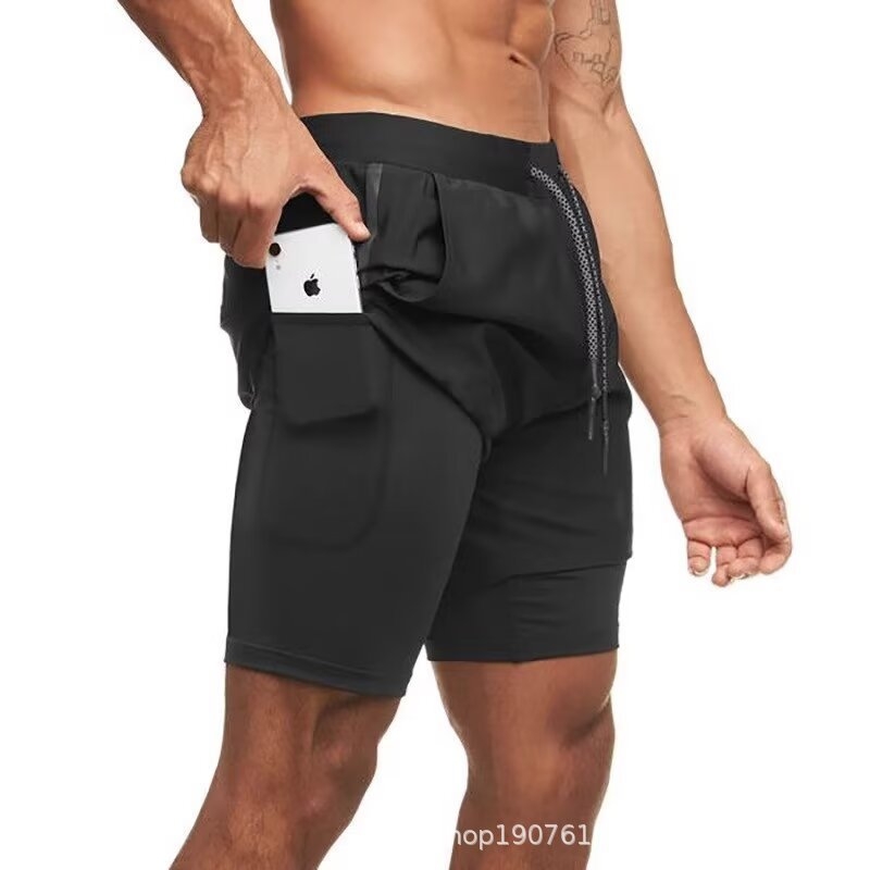 Sportiniai šortai su raišteliu, greitai džiūstantis audinys, capri ilgis, tiesus kirpimas, korėjietiškas stilius