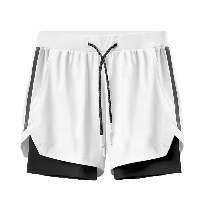 Sportiniai šortai su raišteliu, greitai džiūstantis audinys, capri ilgis, tiesus kirpimas, korėjietiškas stilius