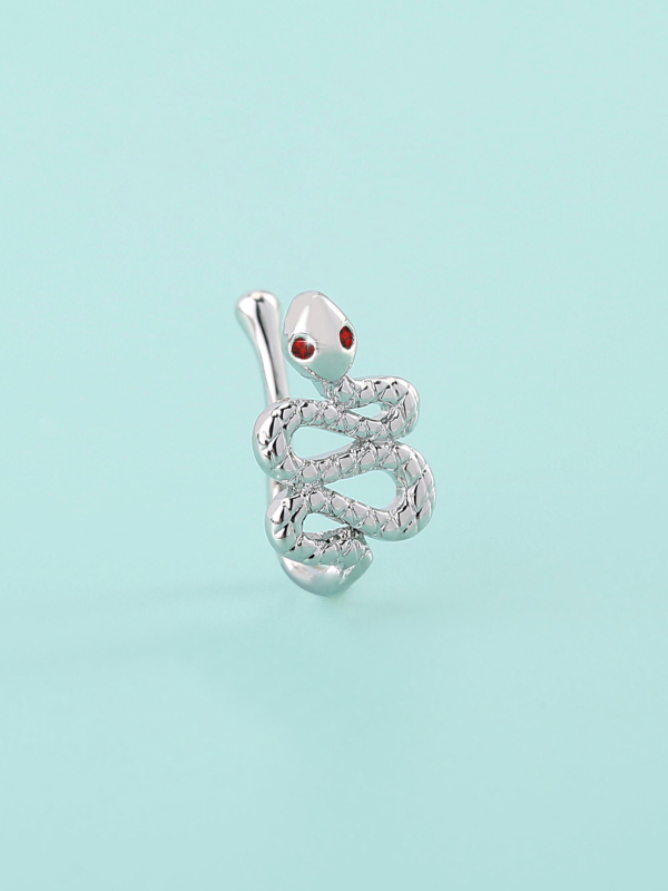 Hamis orrgyűrű – U-alakú kígyó dizájn, mikrobevonatos cirkónia, rézből készült alap, elektroplakolással bevont, nőies stílus