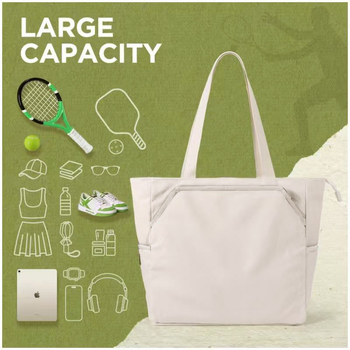 Kanvas-tennis tote kott linnalise stiiliga, horisontaalne ruudu kuju, tõmblukuga avamine, mitu taskut (tõmblukukott, telefoni task, sülearvutitask) — 2025 sügis