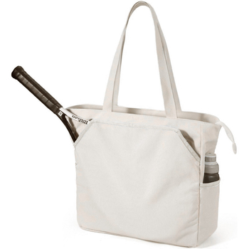 Kanvas-tennis tote kott linnalise stiiliga, horisontaalne ruudu kuju, tõmblukuga avamine, mitu taskut (tõmblukukott, telefoni task, sülearvutitask) — 2025 sügis