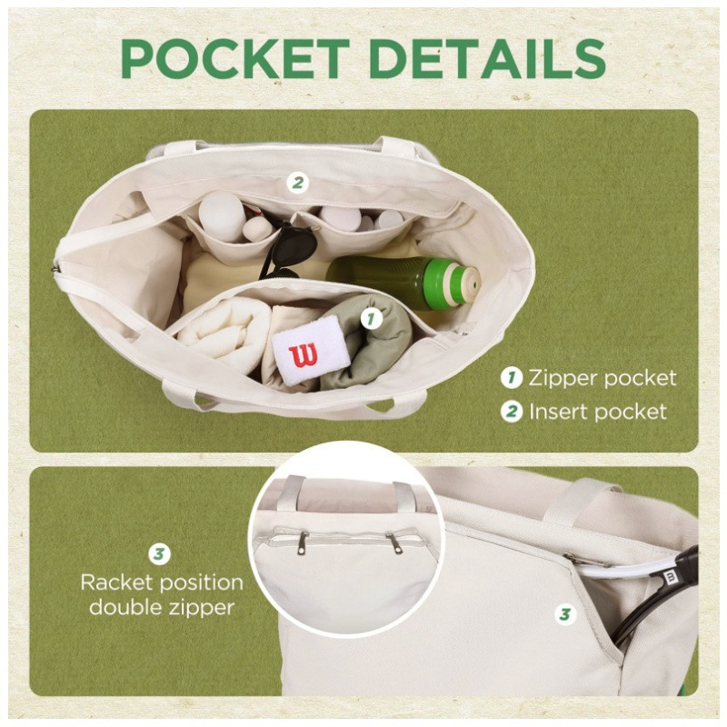 Kanvas-tennis tote kott linnalise stiiliga, horisontaalne ruudu kuju, tõmblukuga avamine, mitu taskut (tõmblukukott, telefoni task, sülearvutitask) — 2025 sügis