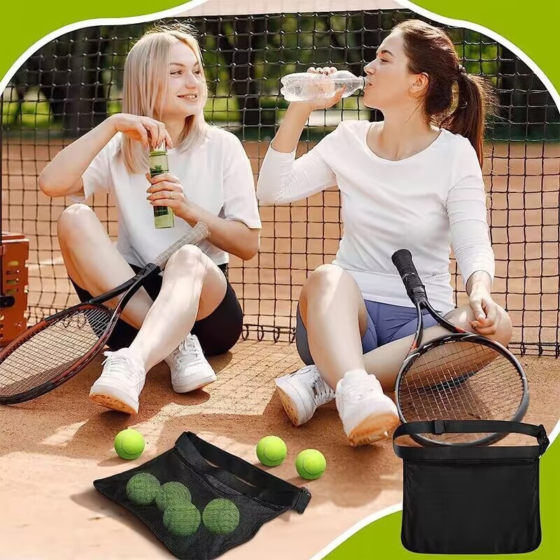 Teniso kamuolių rinkimo krepšys — nešiojama juosta kamuoliams rinkti (8-10 kamuolių, OEM, Shenzhen, Medžiaga: Kita)