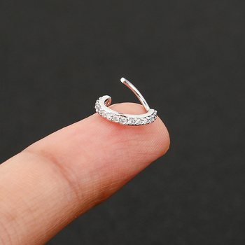 Orrgyűrű és fülbevaló, réz, U-alakú, elektroplating, fehér kristály, uniszex