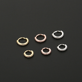 Orrgyűrű és fülbevaló, réz, U-alakú, elektroplating, fehér kristály, uniszex