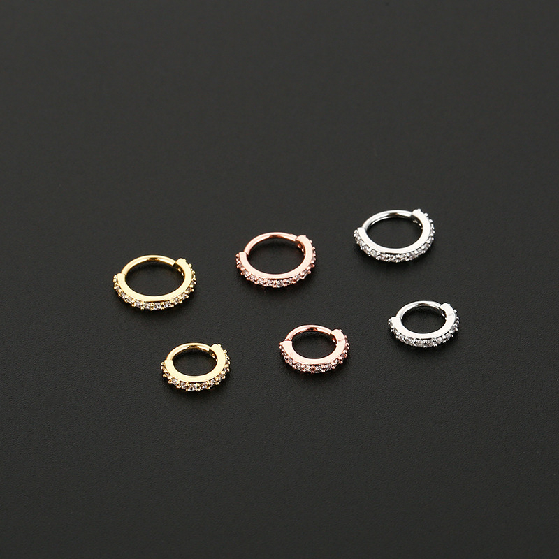 Orrgyűrű és fülbevaló, réz, U-alakú, elektroplating, fehér kristály, uniszex