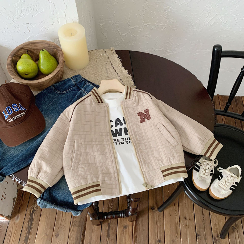 Jachetă pentru copii – unisex, litere brodate, fermoar, primăvară (unisex, litere brodate, fermoar, primăvară, 3–8 ani)