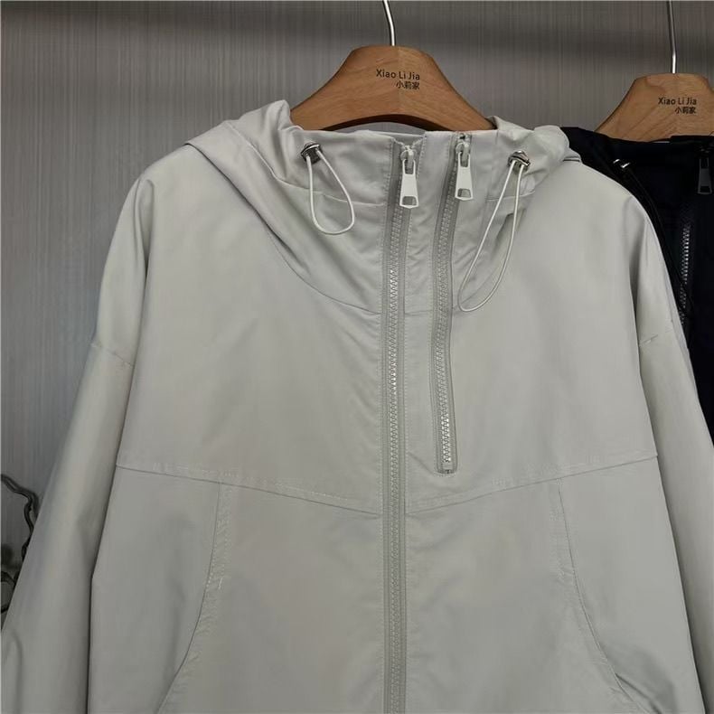 Дамско качулено бейзболно яке, къс модел, chenille плат, спандексова смес, пролет 2025