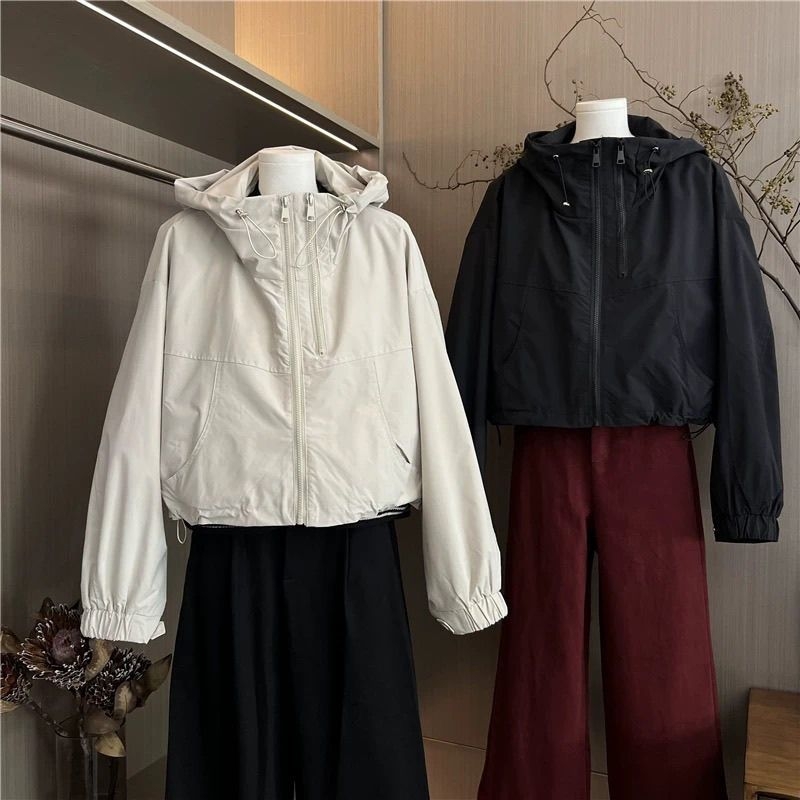 Дамско качулено бейзболно яке, къс модел, chenille плат, спандексова смес, пролет 2025